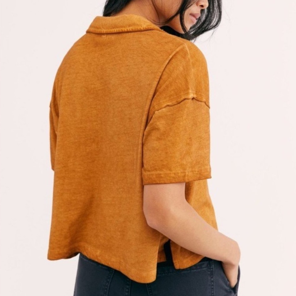 FREE PEOPLE - Weekend Rush Button Down Shirt - Copper - Picture 4 of 11